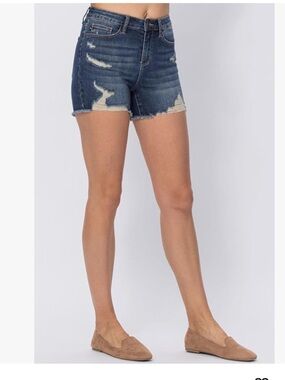 Judy Blue Distressed Blue Jean Cutoff Shorts Womens Size 2XL Festival Summer
